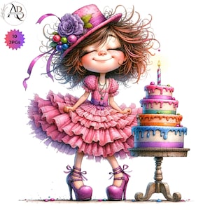 Gâteau d'anniversaire original Invitation d'anniversaire rose fille originale 10JPG Clipart carte d'anniversaire fantaisiste Fête d'anniversaire drôle Anniversaire d'adolescent