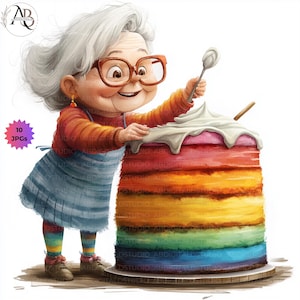 Schrullig, Lustig, Oma, Clipart, Oma, Backen, Lustig, Alte Leute, 10JPG Großeltern-Tag-Party, Wunderlich, Oma, Cartoon, Scrapbooking, Kartenherstellung