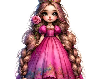 Whimsical Princesses PNG: 10 Whimsical Girls, Scrapbooking Junk Journaling Clipart Downloadable Digitals, Sublimation Graphic Designs