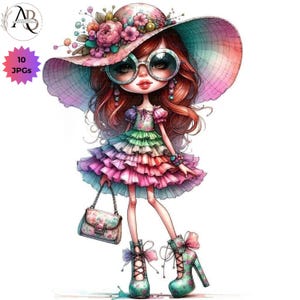 Garota peculiar, garotas da moda, 7 JPG Shabby Chic Clipart, garota chique, clipart de garotas fofas, garotas caprichosas, garotas estilosas, scrapbooking