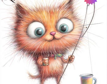 Eigenzinnige kat 10JPG bundel kat clipart, grillige kat, grappige kat kittens, schattige geanimeerde kittens clipart - scrapbooking journaling kaarten maken