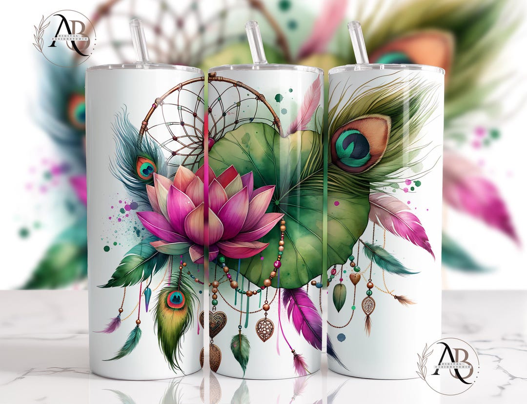 Floral Boho Dreamcatcher Tumbler Wraps PNG 20oz Skinny Tumbler Wrap ...