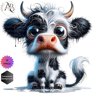Lustige Kuh Cliparts Cartoon Kuh Clipart Humorvolle Kuh Kunst 10 PNG Bundle-Clipart DIGITAL HERUNTERLADBAR Animierte Tiere Western Kuh Grafiken