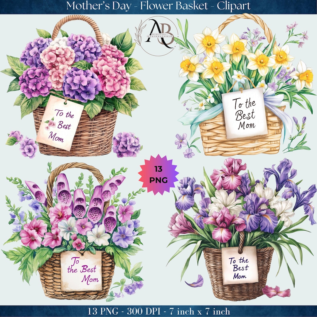 Mother's Day Flower Clipart Bundle: Watercolor PNG Images (digital ...