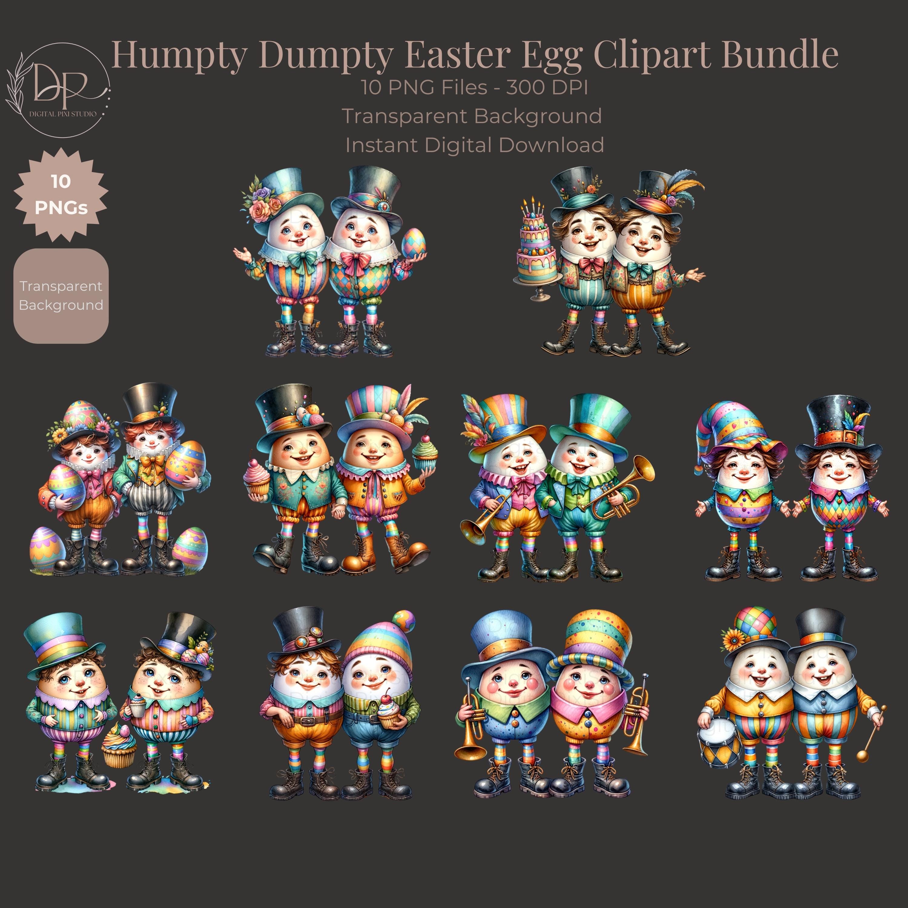 Humpty Dumpty Character Easter Egg PNG Clipart Bundle: Boy Easter ...