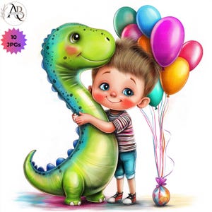 Dinosaurier-Geburtstag Clipart, 10 JPG Jungen-Geburtstag einladen DIGITAL druckbare Jungen-Geburtstagskarten, Baby-Dino-Geburtstagsdekorationen, Scrapbooking