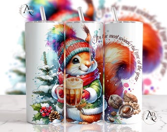 Christmas Tumbler animal 20 oz skinny wrap Winter Wonderland Holiday Tumbler wrap Sublimation Design PNG Instant DIGITAL Download ONLY
