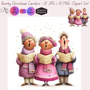 Villancicos: Imágenes para tarjetas y diarios (Descarga digital - 10 archivos PNG y JPG)