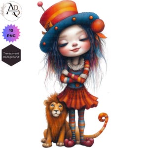 Imágenes prediseñadas de chica peculiar, payasos de circo, 10 PNG, imágenes prediseñadas de chica peculiar y caprichosa, diario basura para scrapbooking, arte imprimible digital, efímeras de manualidades
