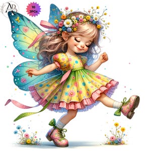 Spring Fairy Clip Art Spring Girls with Daisy Flowers 10JPG Quirky Girl Spring Cute Girl Whimsical Garden Fairies Scrapbooking Journaling