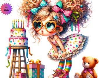Skurriles Geburtstagskuchen Mädchen Clipart 10JPG Geburtstagsparty Wunderlich Geburtstag Clipart Kinder Geburtstagskarten Geburtstagsbilder scrapbooking