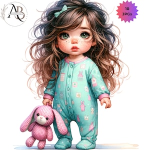 Bébés originaux, bébés fantaisistes, 10 JPG mignons bébés clipart, clipart bébé, fille originale, jolie fille fantaisiste pour décoration de chambre d'enfant, scrapbooking