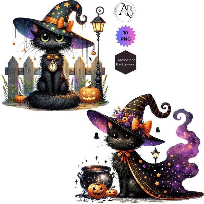 Halloween Black Cat 10 PNG Clipart: Spooky Witch, Ghost Ephemera ...