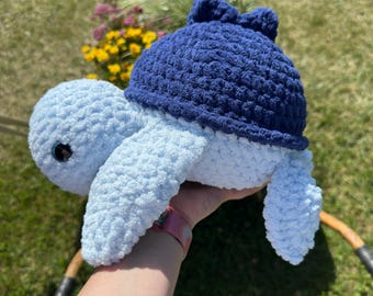 Blueberry Fruit Crochet Turtle- Plushie Amigurumi stuffed animal sea turtle.