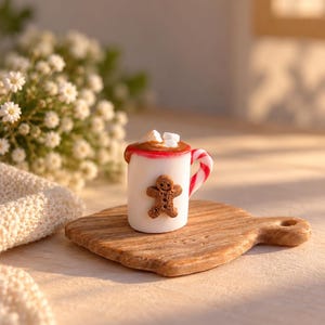Miniatur Heiße Schokolade mit Marshmallows & Lebkuchen, Puppenhaus Miniatur,  Weihnachtsdeko 1 12, Mini Getränk