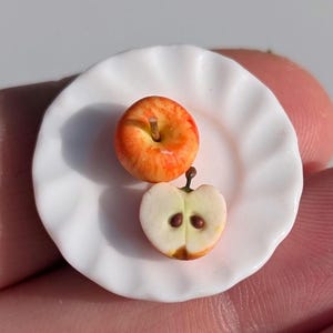 Miniatur Obst, 2 St.,  Mini Apfel, Puppen Küche, mini Fruchthälfte,  mini Äpfel