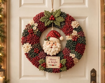 DIY Christmas Wreath Kit, 3D Fabric Poke Art, Holiday Door Decor Craft