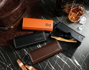 Personalized Leather Glasses Case, Custom Engraved Sunglasses Box