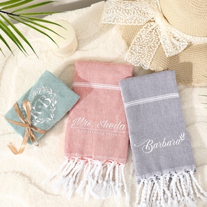 Personalized Beach Towel Gift, Bachelorette Party Favor, Party Favor, Bridesmaid Gift, Girls Trip Gift, Wedding Gift, Turkish Beach Towel