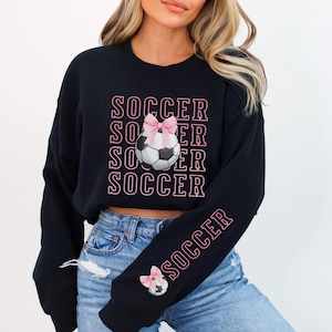 Soccer Sweatshirt, Soccer Mom Sweatshirt, Soccer Custom Sweater, Soccer Gifts, Coquette Bow, Soccer Mom Hoodie, Pink Bow, Soccer Sweater
