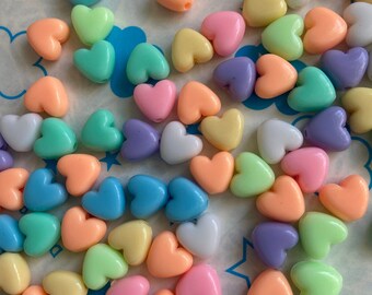Candy color mix  Acrylic Beads 40pcs Size 9mm x 10mm  Random mix Heart Shape