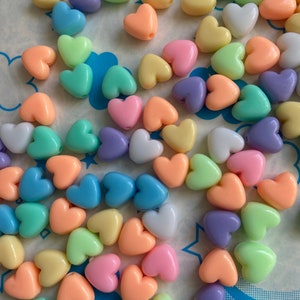 Candy color mix Acrylic Beads 40pcs Size 9mm x 10mm Random mix Heart Shape image 1