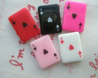 Resin play cards cabochons ( Ace ) 5pcs