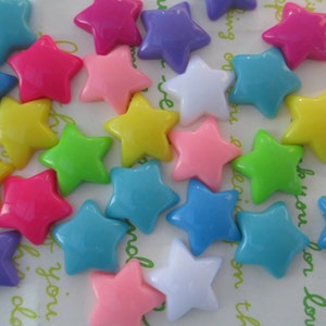 Colorful puffy Plain Star cabochons Set 02 10pcs 16mm Random Mix