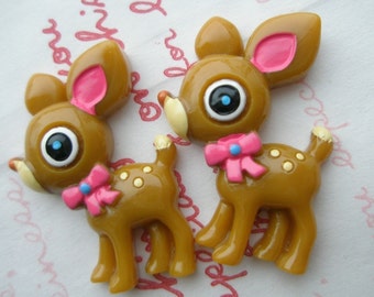 Mimi Lo Lo exclusive Lovely Fawn Deer cabochons 2pcs BROWN ME-2