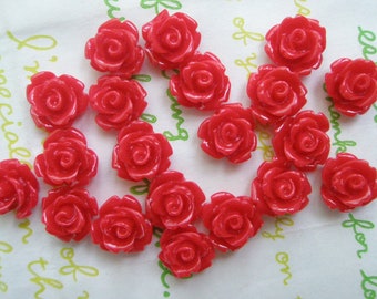 Tiny rose cabochons 10pcs PD 003 10mm Bright red