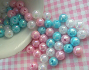 Pearly AB color Shiny beads 8mm 60pcs MIX