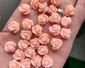 Tiny rose cabochons 10pcs PD 003 10mm Peach