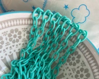 Plastic chains Pastel teal Sea green Link  ( 13mm x 8mm)  2pcs x 15.5inches