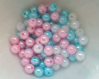 Pearly AB color Shiny beads 6mm 90pcs MIX