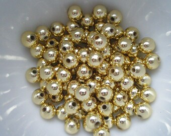 Plastic round beads 6mm color GOLD 9grams 80pcs