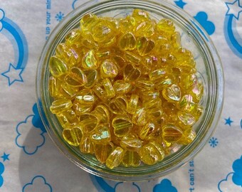 New item Tiny Shiny Heart beads 50pcs 9mm AB Yellow