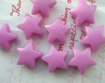 Chunky Puffy Star beads 10pcs Purple