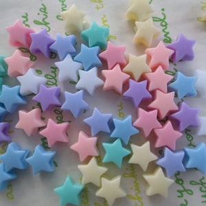 New item Pastel color pony star beads 40pcs (large hole )