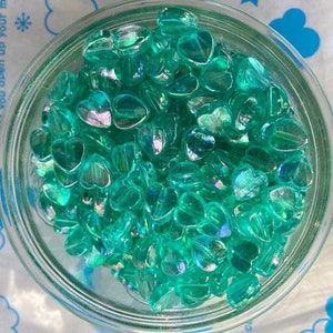 New item Tiny Shiny Heart beads 50pcs 9mm AB Sea Green