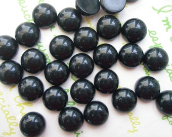 Opaque Resin Dome Cabochons 10.5mm 20pcs Black