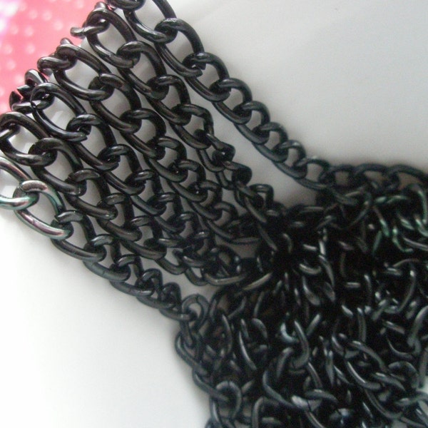 5 Feet Aluminum curb chain Black Size--L (Link7mm x 5mm)