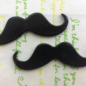 sale Large Moustache  cabochons 2pcs Black 77mm x 24mm