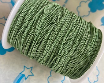 Super tiny 5 Feet painted chain 60 inches Link1.7mm x 1.2mmx0.3mm Size--XXS Pastel Green