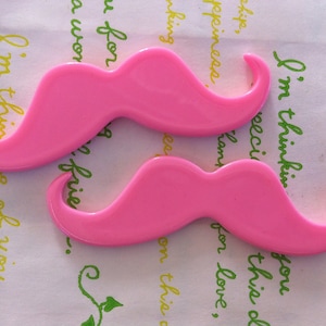 sale Large Moustache  cabochons 2pcs Pink 77mm x 24mm
