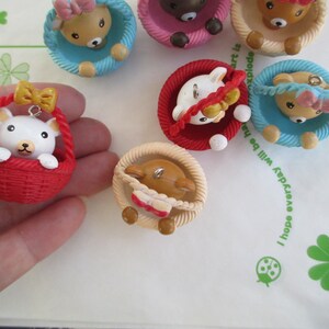 Colorful Teddy bear in basket charm 4pcs 35mm tall x 33mm in diameter NEW item image 4