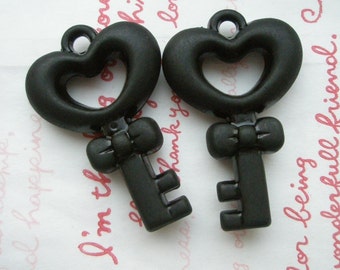 sale BIG acrylic Key charms 2pcs Matte Black