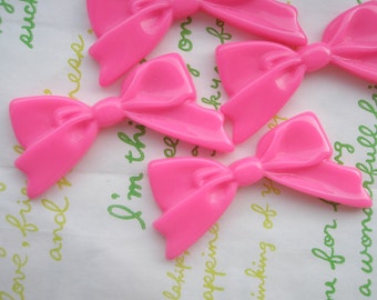 SALE Plain Tied bow cabochons 4pcs Hot pink