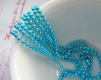 SALE Finished Iron 2mm ball chain necklace 27 inches Long 2 necklaces (with closure) Metallic Blue