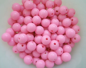 PINK Bubblegum Plastic Beads 50pcs Size 8mm