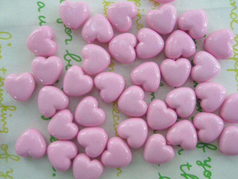 Tiny Puffy Heart BEADS 30pcs PH Pink Size XS image 1